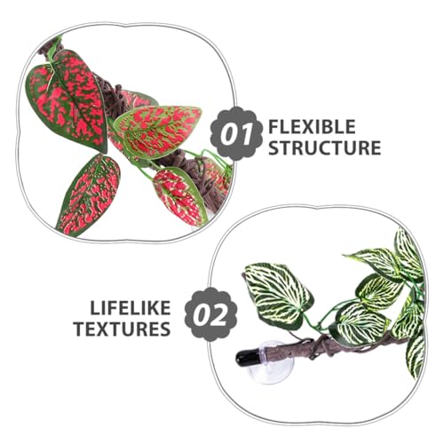 balacoo Reptile Vines for Terrarium 2pcs Bendable Artificial Jungle Branches with Suction Cups Climbing Decor for Snake Lizard Amphibian Habitat Accessories