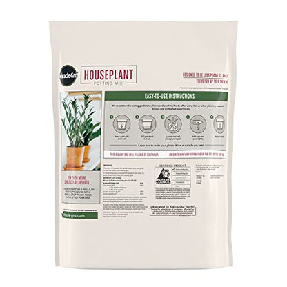 Miracle-Gro Houseplant Potting Mix, 4 qt. (2-Pack) | Fertilized Indoor Plant Soil for Containers, Designed to be Less Prone to Gnats - size: 2 Pack, style: Houseplant