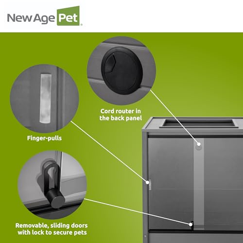 New Age Pet® Madagascar Vertical Reptile Lounge Habitat, (30" L x 24" W x 36" H) Arboreal Chameleon Cage Made with ECOFLEX®, Non-Toxic & Eco-Friendly Materials, Quick & Easy Assembly - color: Grey
