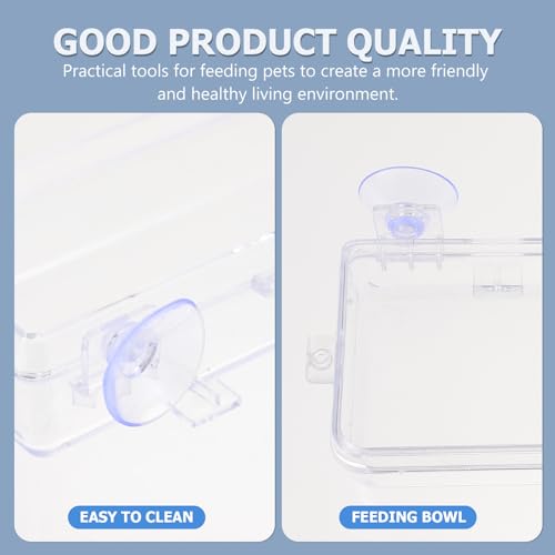 DOITOOL Anti-Escape Reptile Feeding Basin Suction Cup, Lizard and Gecko Food Water Dish, Sturdy Plastic Terrarium Bowl for Reptile Feeding and Water Supply