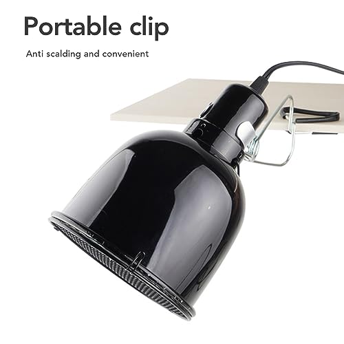 Reptile Light Fixture, Deep Dome E27 Socket Heat and UVB Lamp Holder for Terrariums Ceramic Aluminum 120V US Plug 5.2ft Cord Protective Net 1 Pack