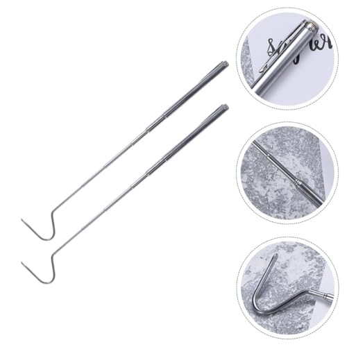 NUOBESTY 2pcs Stainless Steel Telescoping Snake Hooks Reptile Catching Tools Extendable 71cm Snake Grabbers for Safe Handling and Transport and Reptiles