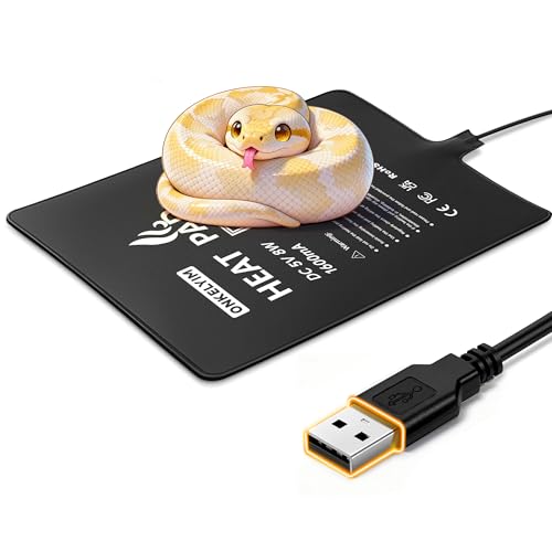 USB Reptile Heat Pad, 6"X8" 8W Heat Mat for Reptiles, Reptile Heating Pad Under Tank Terrarium Heating Mat Waterproof for for Plants, Seeds, Lizard, Snake, Turtle, Hermit Crab - size: 8W