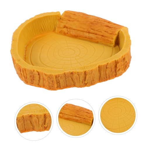 Sosoport Crawl Pets Water Basin Bark Pattern Reptile Water Dish for Lizards Turtles and Snakes Easy to Clean Non-Spill Design for Terrarium Accessories