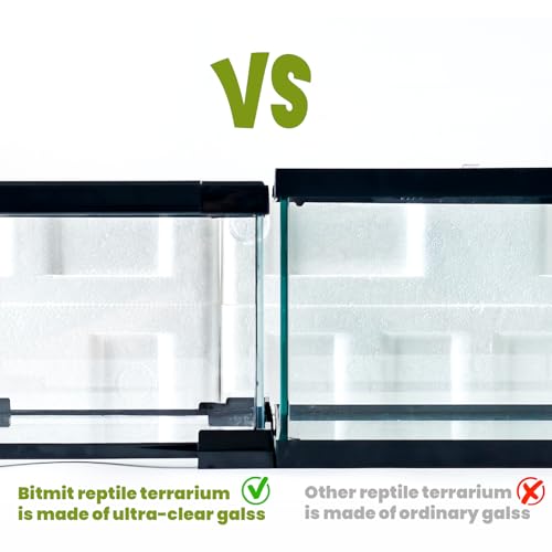 10 Gallon Glass Reptile Tank 20"x12"x10" – Bearded Dragon Tank, Leopard Gecko Tank, Snake Cage, Turtle Tank, Frog Tank, Reptile Enclosure - size: 20*12*10in