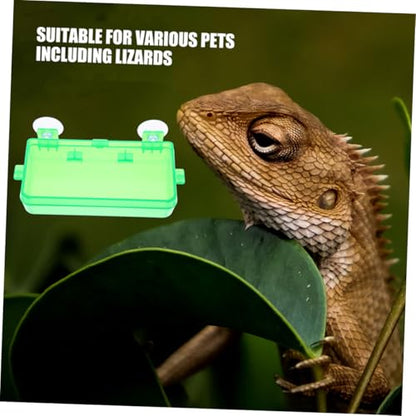 Toddmomy Secure Reptile Water Basin Insect Feeder for Bearded Dragon Gecko Snake Easy to Install Suction Cup Bowl - color: Light Green, size: 9.00X6.00X3.50CM