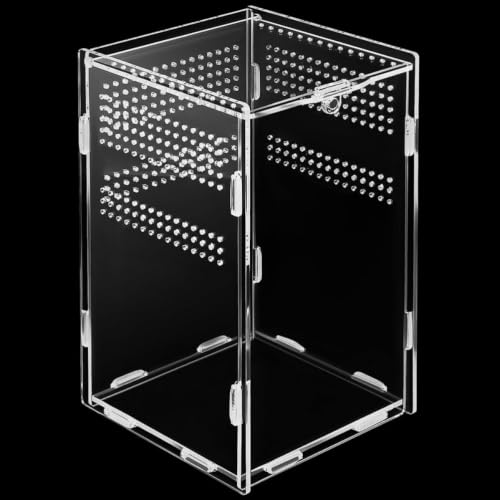 Sewroro Acrylic Reptile Breeding Enclosure with Modular Design and Ventilation Holes, High Transparency Snake and Animal Feeding Container Featuring Safety Lock for Reptile Habitat