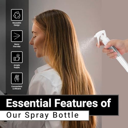 Brrnoo 38ml Mini Spray Bottles for Hair, Empty Plastic Travel Fine Mist Bottles, Refillable Continuous Fine Mist Sprayer Perfume Bottle for Make up Cosmetic (Transparent)