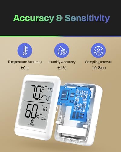 BN-LINK Digital Hygrometer Indoor Room Thermometer, Accurate Temperature and Humidity Meter with Large LCD Monitor for Home, Bedroom, Terrarium, Incubator, Greenhouse, 1 Pack - size: 1 Pack