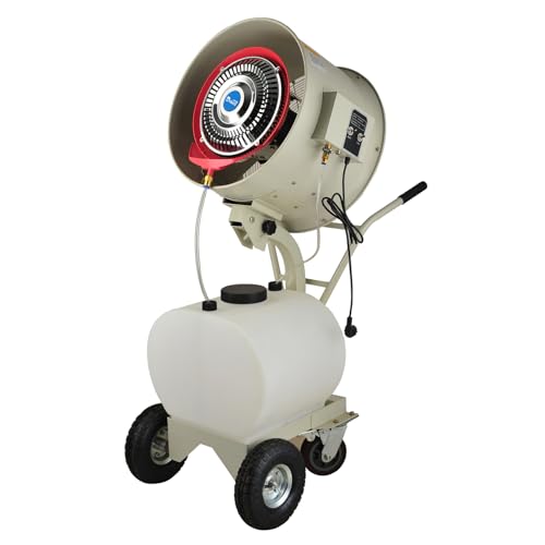 High Power Misting Fan – All Metal 20 inch 350W with 1200 Sq Ft Cooling & 16 Gal Tank (White 550W/20 inches)