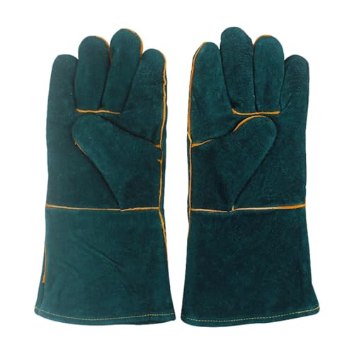 Animal Handling Gloves - Bite Proof Gloves, Multipurpose Bird Handling Gloves | Scratch Resistant PU Leather Pet Grooming - color: Green 35cm