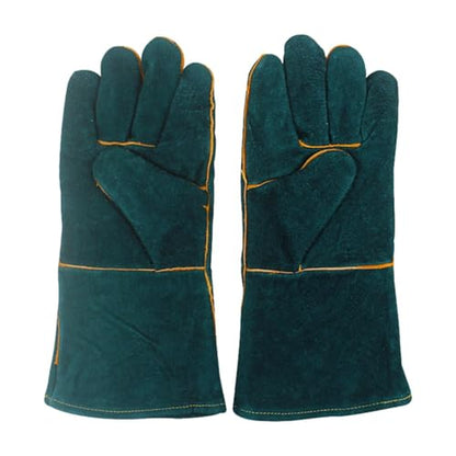 Animal Handling Gloves - Bite Proof Gloves, Multipurpose Bird Handling Gloves | Scratch Resistant PU Leather Pet Grooming - color: Green 35cm