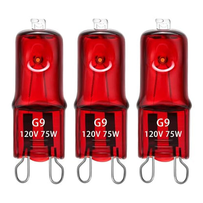 3 Pack G9 Infrared Heat Lamp Bulbs for Reptile, Dimmable Night Red UVA Reptile Heat Lamp, 2 Pin Base Mini Light Bulb Replacement (75 Watt)