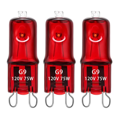 3 Pack G9 Infrared Heat Lamp Bulbs for Reptile, Dimmable Night Red UVA Reptile Heat Lamp, 2 Pin Base Mini Light Bulb Replacement (75 Watt)