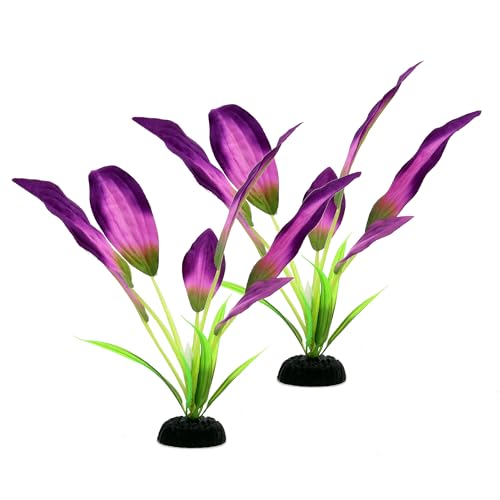 Silk Aquarium Plants for Betta Fish Tank, 2 Pcs 8 Inch Small Silk Aquarium Plant Aquatic Water Grass Decoration, Purple - color: Purple