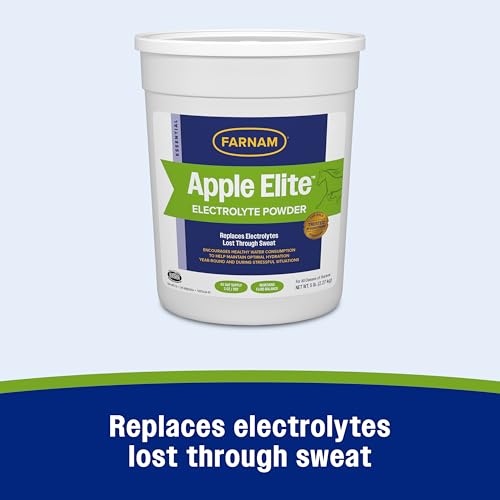 Farnam Apple Elite Horse Electrolytes Powder Supplement, Replaces Vital Minerals, Encourages Hydration, Sugar-Free, Contains Sodium, Potassium, Calcium & Magnesium, Apple Flavored, 5 lb - size: 5 pounds