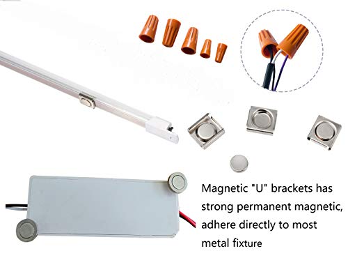 2x2FT LED Magnetic Strip Retrofit Kit,16W Magnetic Mount 2FT LED Tube,2400LM,5000K Daylight White, T8 T10 T12 Fluorescent Replacement, Transparent Cover,100-277V, 0-10V DIMMABLE - color: 2ft 5000k Transparent