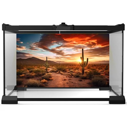 Reptile Habitat Background Sunset Desert Terrarium Background Towering Saguaro Cacti Silhouetted Against Sky Rugged Terrain Vibrant Desert Colors Landscape Tank Backdrop Vinyl 30x18in - color: Cacti Red, size: 30(W)x18(H)inches/ 75(W)*45cm(H)