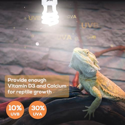 UVB Bulb for Reptiles, 10.0 13W UVB Light for Reptiles, Hygger zoo UVA UVB Reptile Light Bulb Reptile UVB Bulb UVB Light for Bearded Dragon Turtle Lizard Reptile Lamp Terrarium Lamp for Desert Reptile - size: 10.0-13W