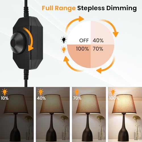 4 Pcs DC12V-24V LED Strip Lights Dimmer Switch, PWM Rotary Dimmer Controller, LED Tape Dimmer Controller for Strip Lights,LED Rope Light 3528 5050 5630 2835 (Black)