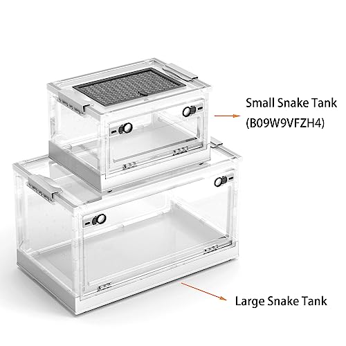 Dutiplus Large Snake Reptile Tank Amphibians Habitat Cages Sliding Screen Top for Lizard,Gecko, Frog, Hamster,Hermit Crab Animals(21.65"x12.6"x12.2") (White) - color: White