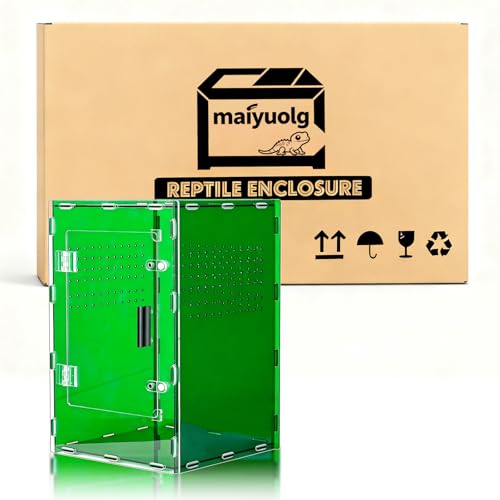 8x8x12 Acrylic Terrarium Reptile Tank – Cyberpunk Deep Green Reptile Enclosure Modeled After New Caledonia Rainforest for Lizards, Spiders & Small Reptiles - color: DeepGreen