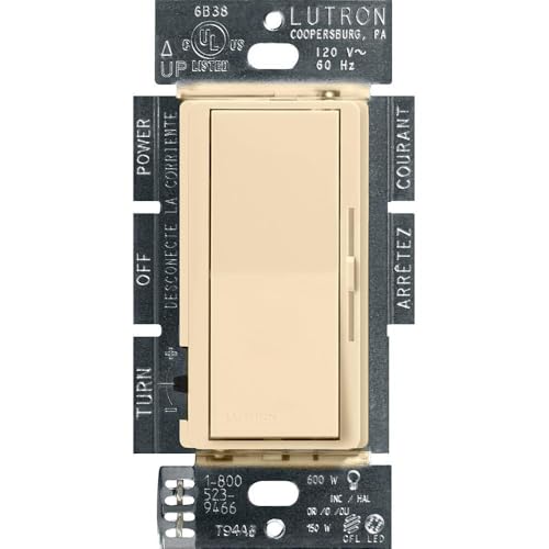 Lutron Diva LED+ Dimmer Light Switch for Dimmable LED, Halogen, and Incandescent Bulbs, 150 Watt, Single-Pole or 3-Way, DVCL-153P-IV, Ivory - color: Ivory, size: 1 Pack, style: Diva Dimmer