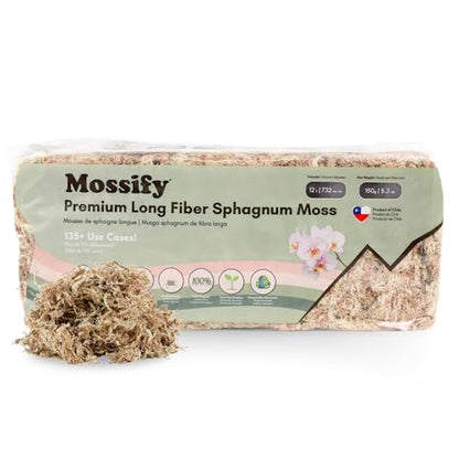 Mossify Premium Sphagnum Moss for Plants 150g, 5.3 Oz - Long Fiber Moss for Plants Indoor, Orchids, Terrariums, Gardening, Reptiles – Moisture Plant Moss for Propagation, Soil & Habitat Bedding - size: 150g (5.3 oz)