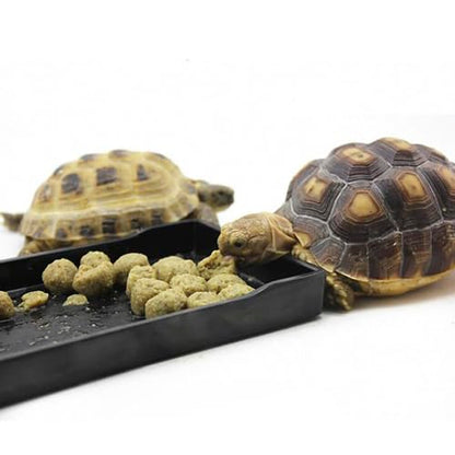 OMEM Reptile Bowl Large Food and Water Dish Enough Space Also Fit for Bath Simulated Wood Grain Surface (XL, Black) - color: Black, size: XL