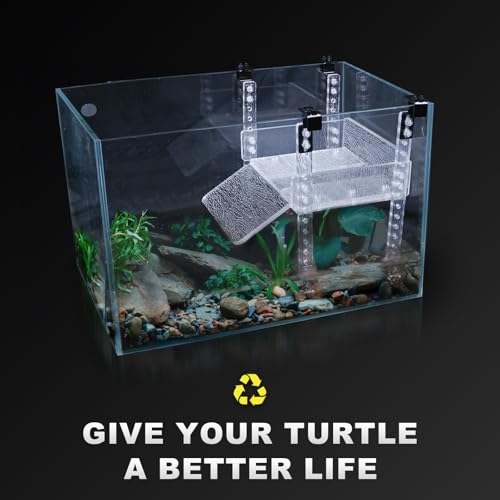 Adjustable Turtle Basking Platform, 10-13" Wide, Slip-Resistant Ramp, Acrylic, Transparent, Ideal for Turtle Tank Accessories - size: M