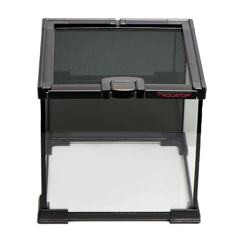 Aquatop 2.1 Gallon Cube Terrarium with Durable Mesh Top for Easy Access & Ventilation - Perfect for Reptiles & Plants, 7.87 x 7.87 x 7.87 Inches, RT-02 - size: 2.1 Gallon