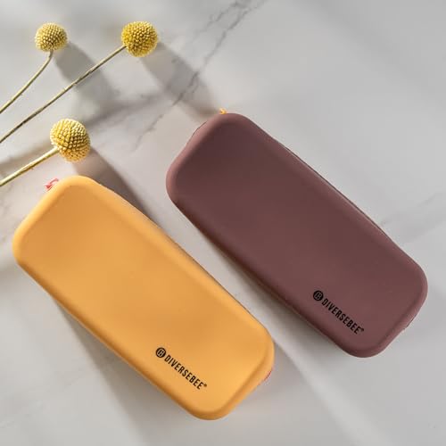 DIVERSEBEE Soft Silicone Pencil Case, Aesthetic Pencil Pouch with Zipper, Cute Pen Bag for School, Bible Journaling Supplies and Accessories, Pencil Organizer (Mango) - color: Mango
