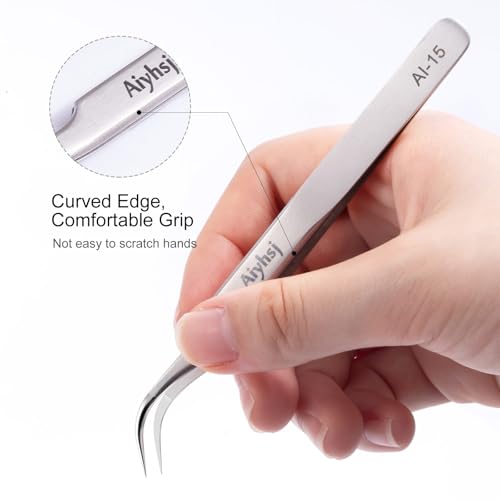Precision Tweezer, Upgraded Professional Fine Tip curved, High-end Stainless Steel Tweezers for Craft, Electronics, Soldering, Eyelash Extensions, Laboratory Work, Jewelry-Making - style: Fine Tip Curved (4.72in)