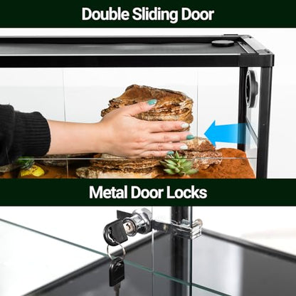 20 Gallon Reptile Tank, 30" x 12" x 12" Reptile Terrarium, Top Screen Ventilation, Sliding Door, Cable & Fogger Pass, Glass Enclosure for Bearded Dragon, Lizard, Gecko, Frog, Snake - size: 30" x 12" x 12"