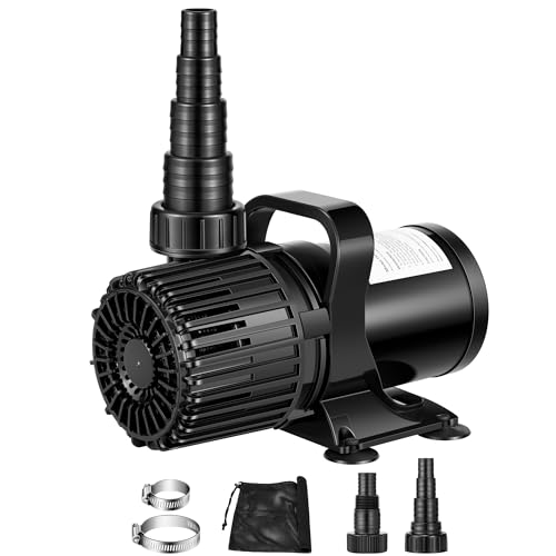 VIVOSUN 3000 GPH Submersible Water Pump with Barrier Bag, 150W Pond Pump, Ultra Quiet Aquarium Pump with 18FT. Lift Height for Pond, Waterfall, Fish Tank, Statuary, Hydroponic - color: Black Round, size: 13"×7"-3000 with Barrier Bag