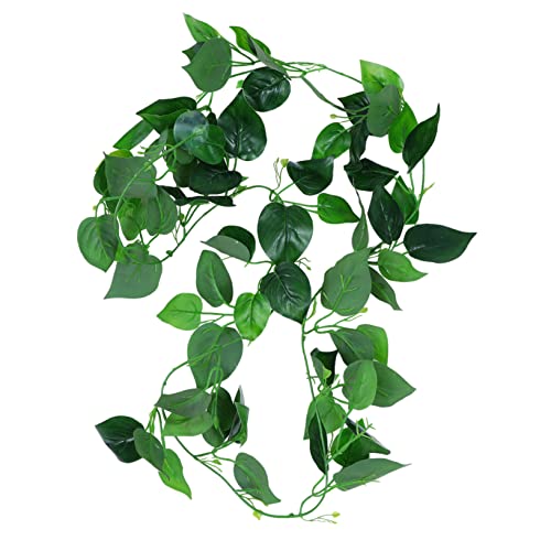 POPETPOP Simulation Vine Plant Decor for Lizard Terrarium Suction Cup Artificial Vines with Green Leaves Reptile Landscape Decoration for Reptile Habitats
