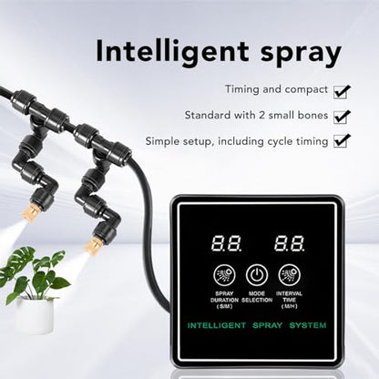 Sorandy Reptile Fogger Smart Spray System Automatic Timing Reptile Humidifier with 2 Adjustable Nozzles 5m Hose USB Pump for Terrarium Amphibians Frogs Snakes Plants