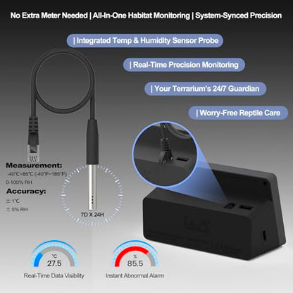J&A Automatic Reptile Fogger Humidifier Temp Humidity Controller Terrarium | New-Gen Reptile Mister with Programmable Timer & Thermo-Hygrometer for Lizard, Snake, Jumping Spider Tanks, Grey & Black