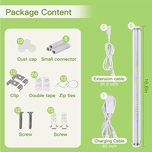 GYTF T5 LED Grow Lights, 306-Bulbs 5000K White Full Spectrum Plant Growing Lamp Bars for Indoor Plants Seedling Hydroponics, Daisy-Chain Design (6 x 10W, 300W Equivalent) - size: 6 Count (Pack of 1)