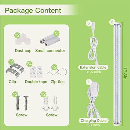 GYTF T5 LED Grow Lights, 306-Bulbs 5000K White Full Spectrum Plant Growing Lamp Bars for Indoor Plants Seedling Hydroponics, Daisy-Chain Design (6 x 10W, 300W Equivalent) - size: 6 Count (Pack of 1)