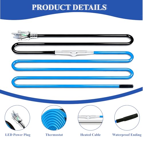 24Ft 120V Heat Cable for Pipes Freeze Protection,Self-Regulating Heating Tape for Water Pipes on Metal and Plastic Pipes, Frost Protection for RV, Drain, Sewer,Keeps Water Flowing at -40°F - style: 24ft