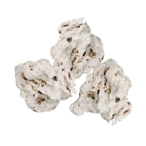 Hamiledyi Aquarium Holey Rock Stone White Coral Ornament Sea Base Rocks for Aquarium Aquascaping Natural Limestone Decor for Fish Tank Aquatic Shrimp Pet Reptile Habitat (Random Size and Quantity)