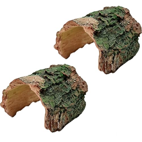 Tfwadmx Betta Log 2 Pack Resin Hollow Tree Trunk Ornament Reptile Hideout Aquarium Cave Ornament Terrarium Tank Decoration for Fish Shrimp or Small Reptile Turtle Tarantula Spider Hermit Crab - size: Medium