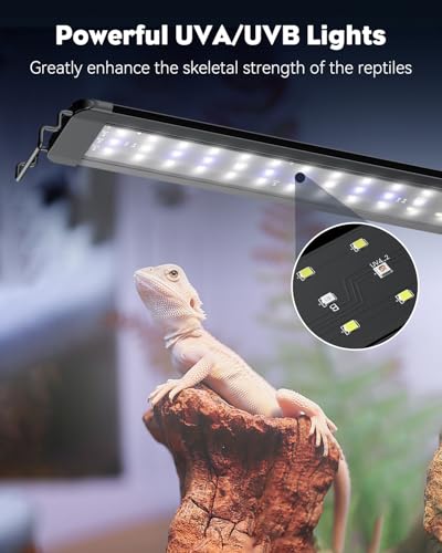 Pawfly 14 W UVB Light for Reptiles for 18" to 24" Terrariums Extendable Reptile Tank Light with Full Spectrum Brilliant with Day & Night Modes and Adjustable Brightness - size: 18-24 Inch (14W)