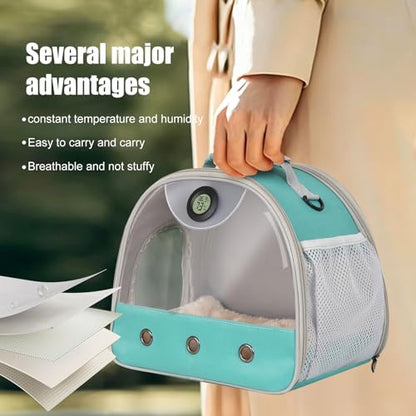 Bearded Dragon Travel Backpack Carrier with Reptile Thermometer and Humidity Gauge Lizard Travel Cage Space Capsule Clear Bubble Window Astronaut Reptile Bag for Ball Python (Green, Carrier) - color: Green, size: 12.0"L x 7.0"W x 12.0"H