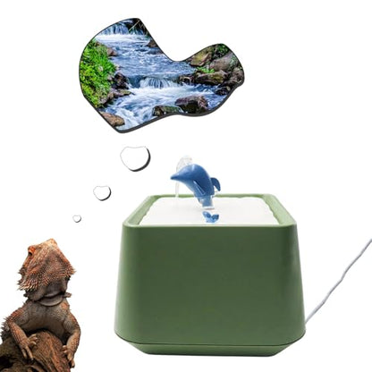 Bearded Dragon Tank Accessories, 1.5L Reptile Water Fountain with USB Auto Shut-Off Dry Burn Protection Pump, Reptile Habitat Waterfall for Bearded Dragon, Leopard Gecko, Chameleon, Snake