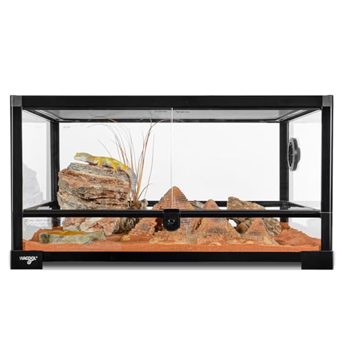 Reptile Tank 20 Gallon, 360°Full Vision Glass Reptile Terrarium 24" x 18" x 12", 24 in Wide Front Opening Reptile Tank for Desert and Tropical Reptiles Gecko Bearded Dragon Snake Hermit Crab
