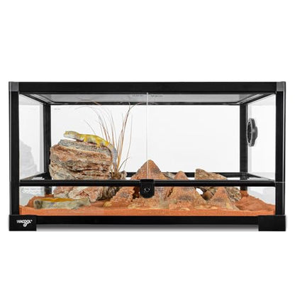 Reptile Tank 20 Gallon, 360°Full Vision Glass Reptile Terrarium 24" x 18" x 12", 24 in Wide Front Opening Reptile Tank for Desert and Tropical Reptiles Gecko Bearded Dragon Snake Hermit Crab