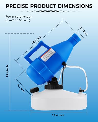 4.5L Electric Fogger Machine, 1400W Portable Sprayer with 30ft Spray Distance & Adjustable Nozzle for Applying Cleaning Solutions in Home, Hotel, School, Yard and Large Indoor Outdoor Spaces