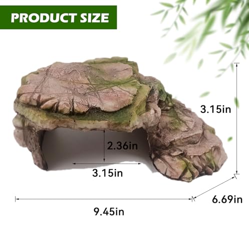 kathson Turtle Basking Platform Resin Bearded Dragon Hides and Caves with Ramp Reptile Resting Terrace Turtle Tank Decorations for Frogs,Tortoise,Lizard,Leopard,Crested Gecko - style: hideout